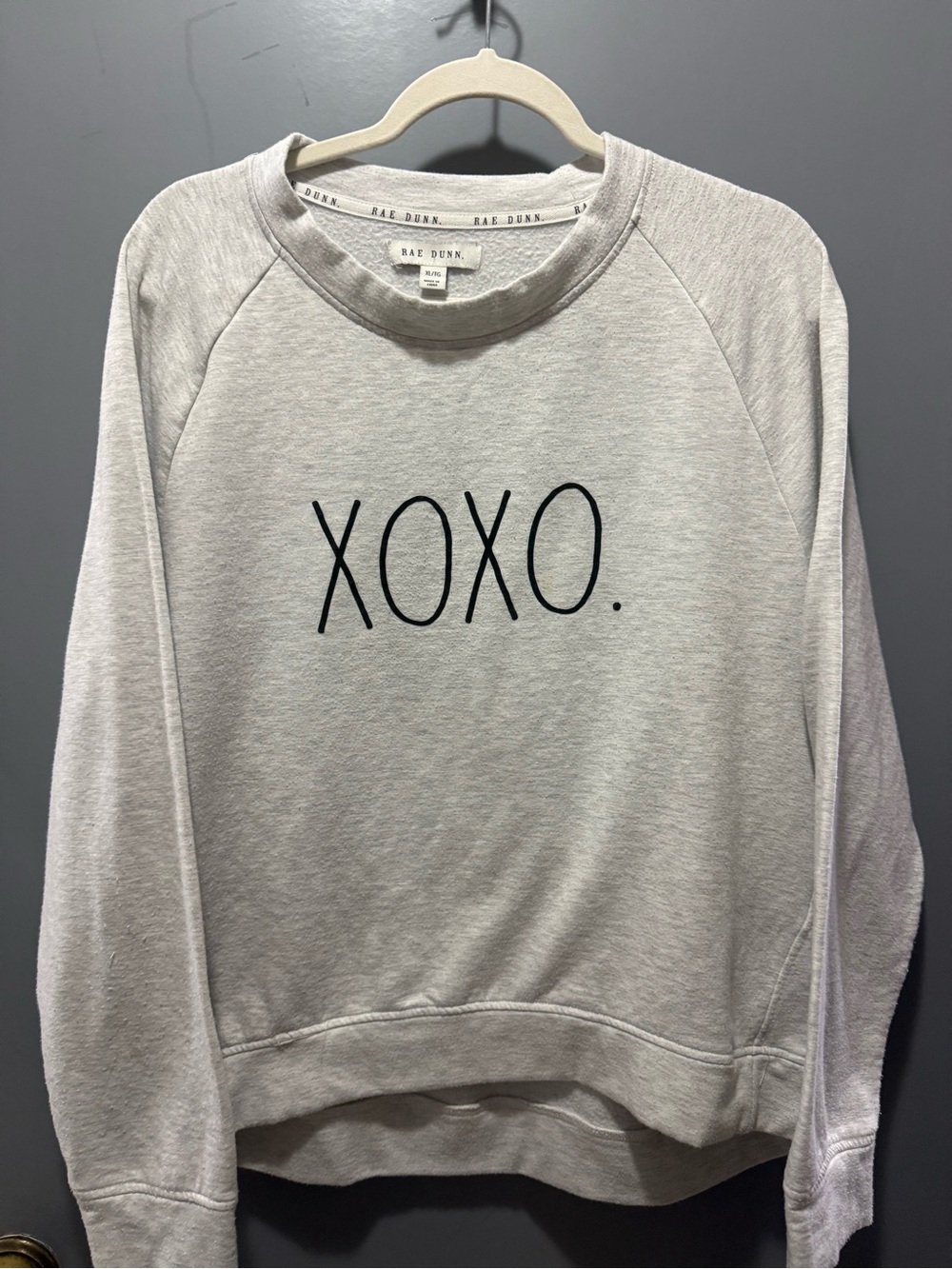 Rae Dunn Light Gray XOXO Crewneck Sweatshirt